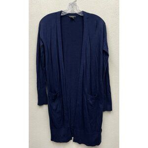 Halogen Cashmere Blend Long Cardigan Sweater size extra small XS Navy Blue